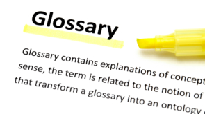 Image of a highlight Glossary and its definition in a dictionary