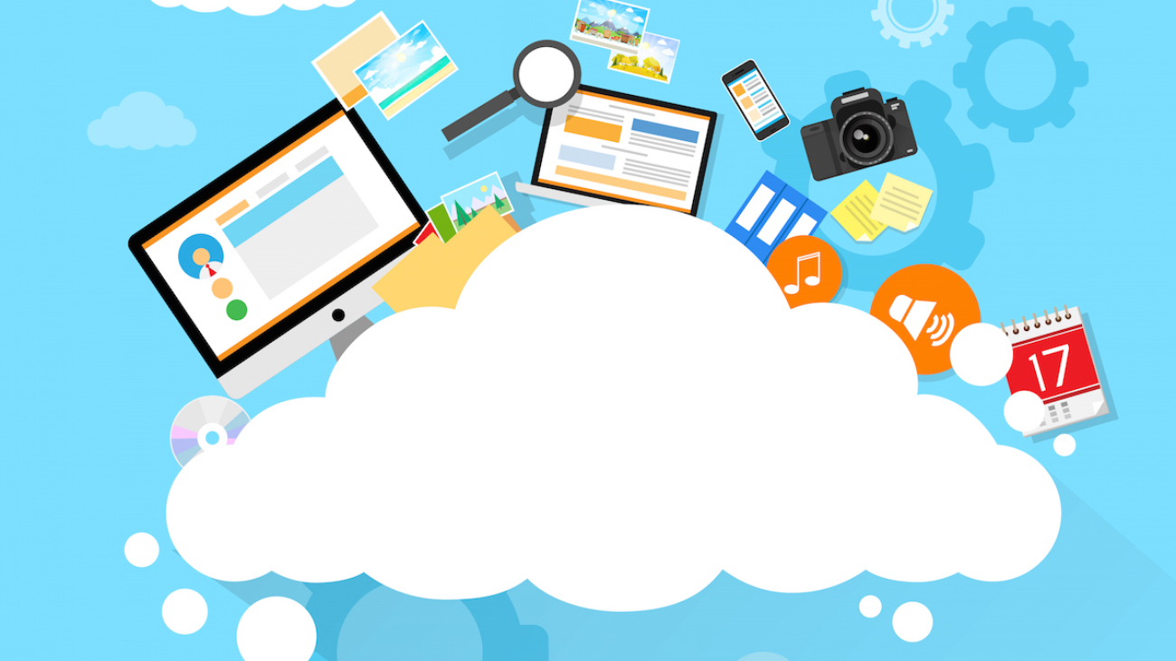 Vector image of files, contacts etc in the cloud