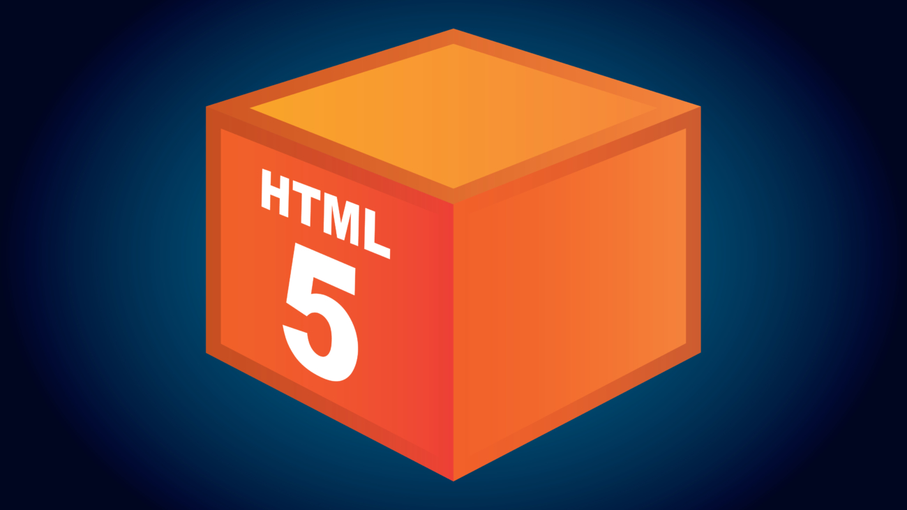 Vector image of HTML5 on an orange cube