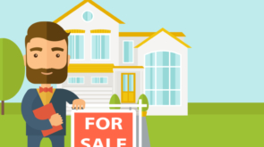 Graphic of agent outside home for sale